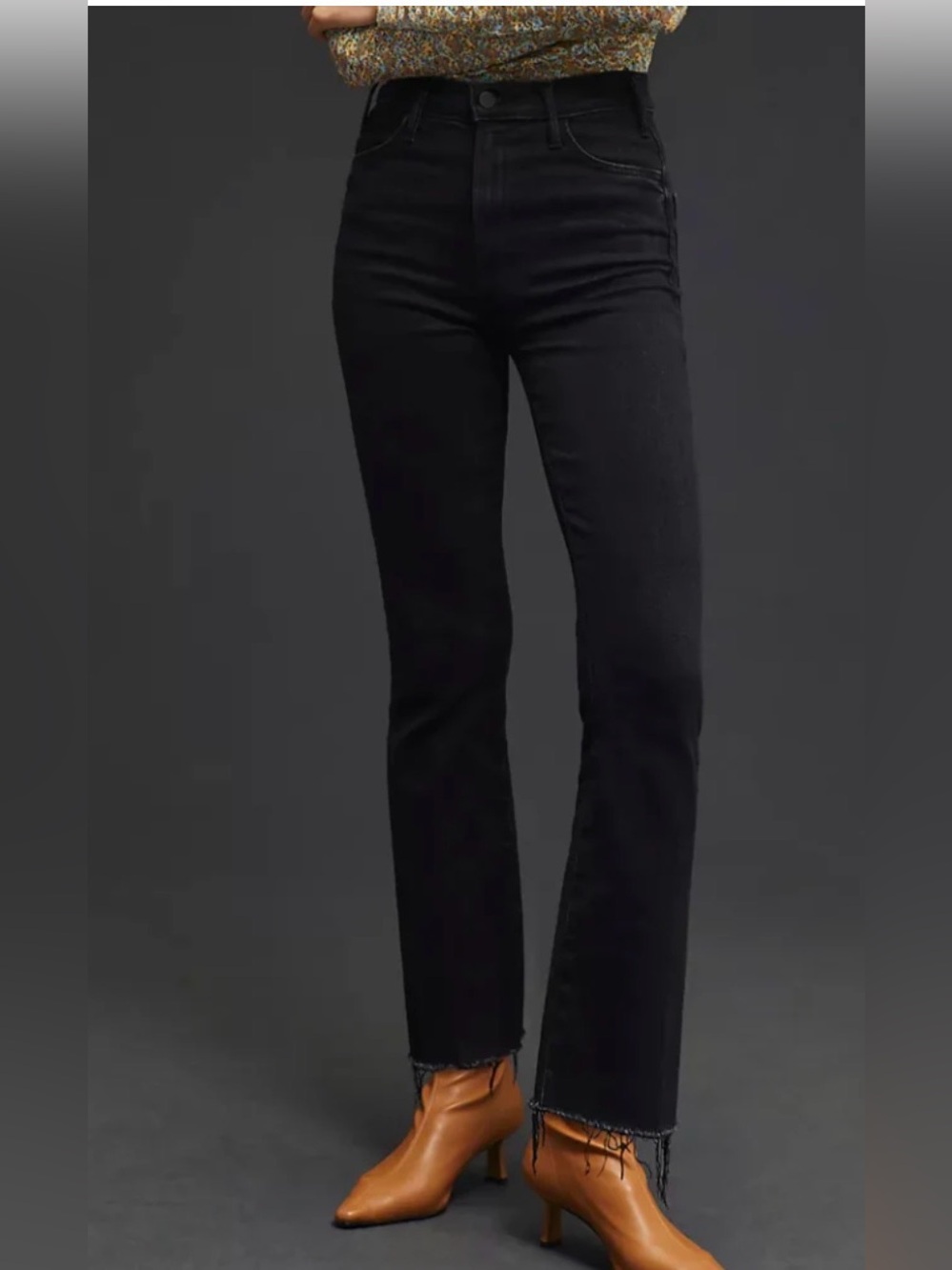MOTHER The Hustler Ankle Fray Jeans Encounters At Night Black Size 25